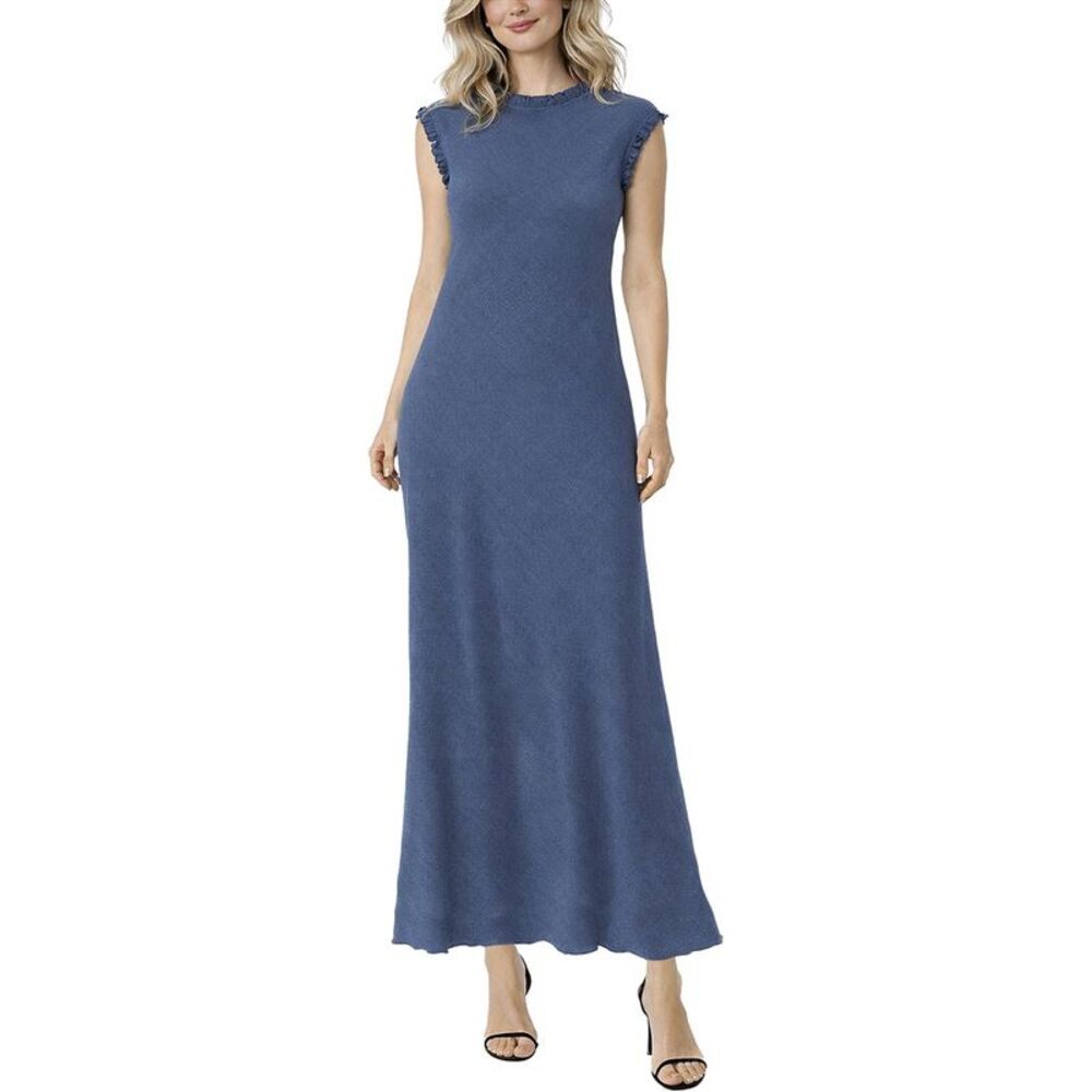 Tash + Sophie Womens  Macarena Ruffle Trim Midi Dress, Blue